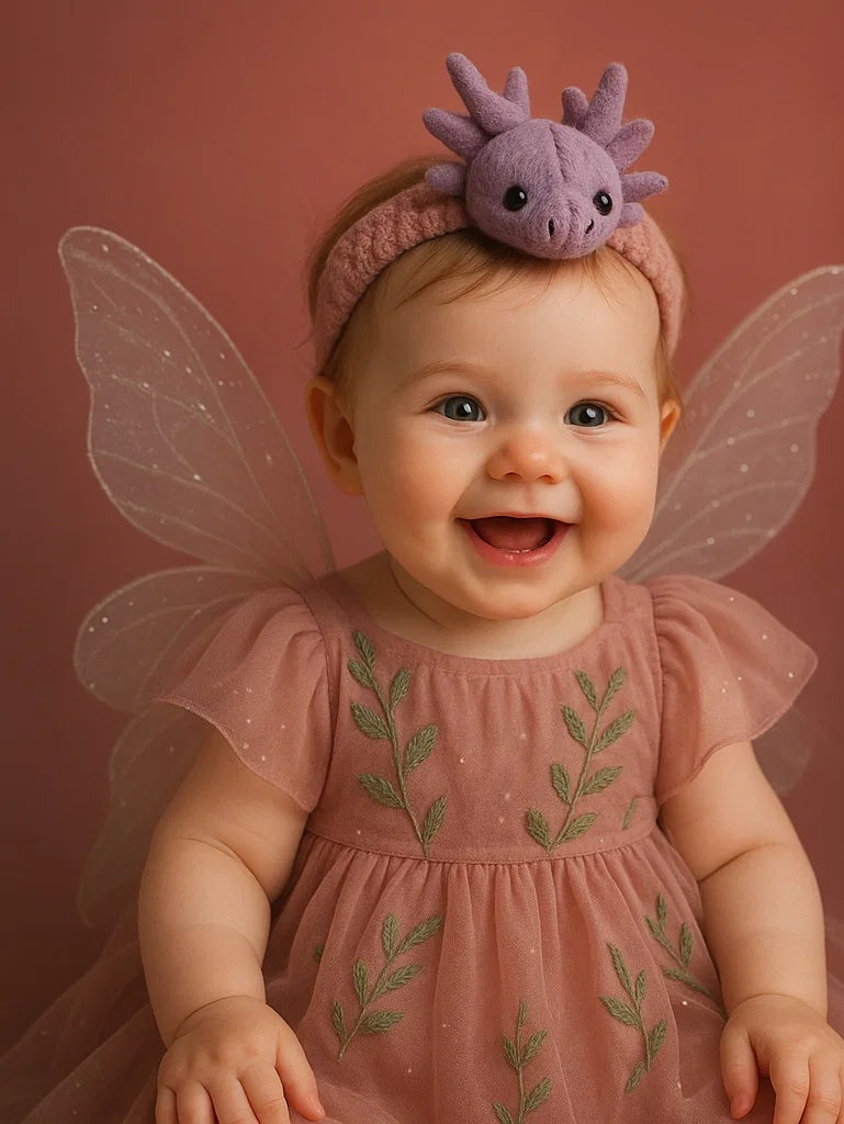 Soft Baby Headband with Adorable Purple Dragon - Perfect for Photoshoots