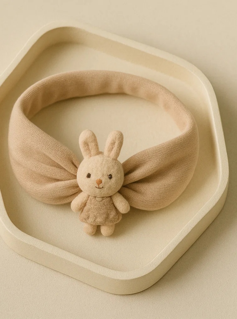 Hermosa diadema para bebé con una adorable muñeca de conejo – perfecta para fotos y para regalar