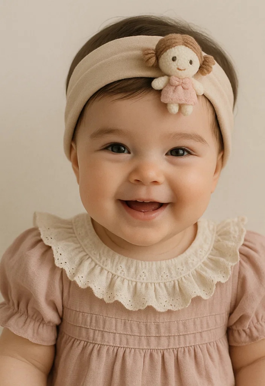 Bandeau pour bébé avec poupées adorables – parfait pour les photos et les cadeaux