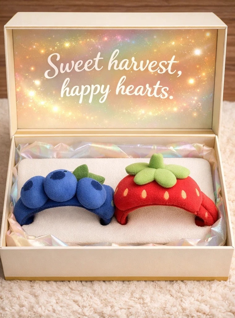 Sweet Harvest & Happy Hearts Strawberry & Blueberry Baby Headband Set