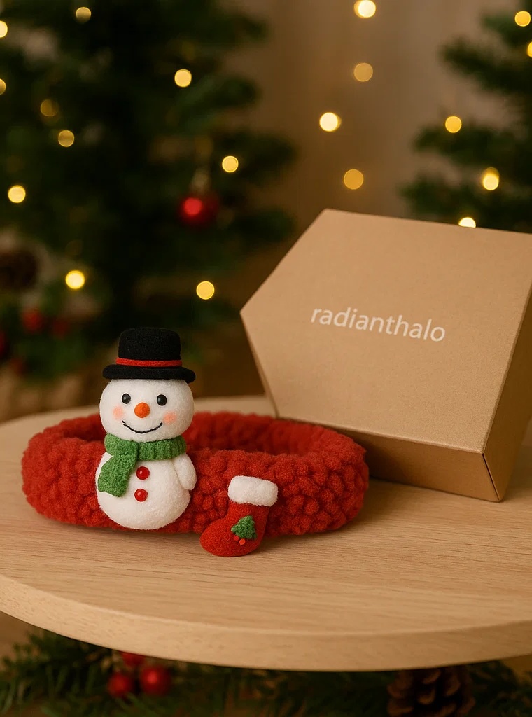 Bandeau bébé avec bonhomme de neige et cadeau pour photo magique de Noël