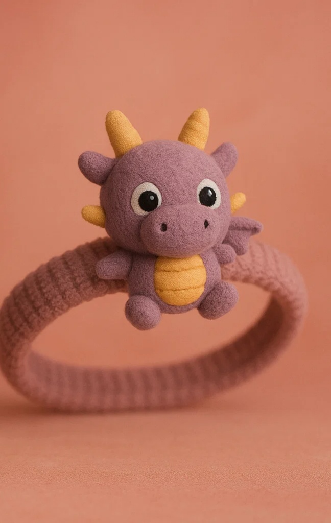 Adorable Pink Baby Headband with Purple Dragon for Newborns