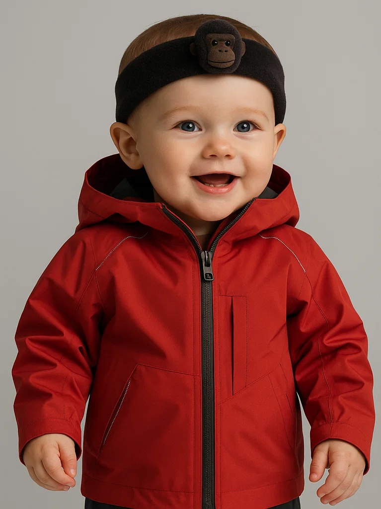 Bentiță pentru bebeluși cu cap de gorilă, fleece moale