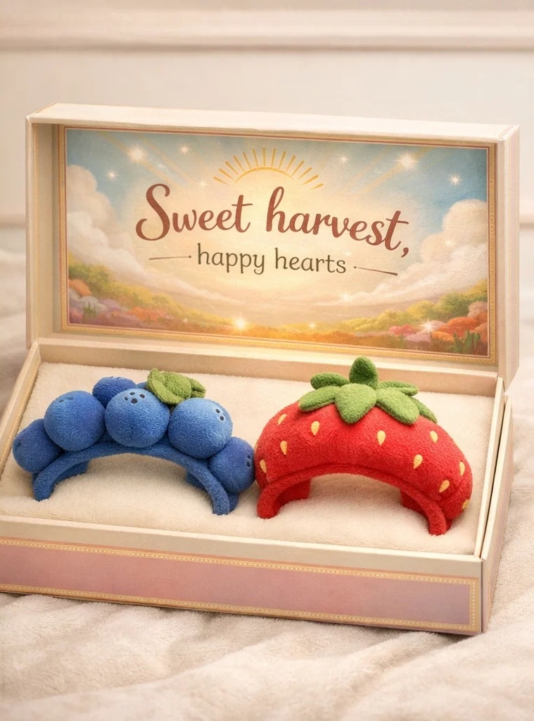 Sweet Harvest & Happy Hearts Strawberry & Blueberry Headband Set