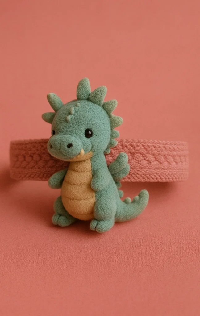 Soft Baby Headband with Cute Green Dragon Character