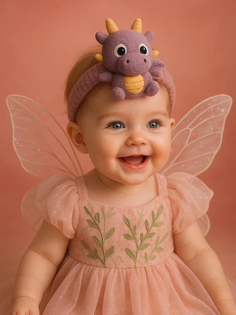 Removable Purple Dragon Baby Headband - Ideal for Photoshoots