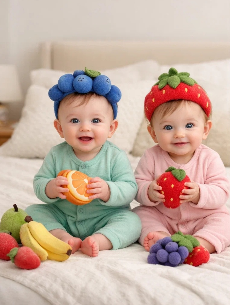 Sweet Harvest & Happy Hearts Strawberry & Blueberry Baby Headband Set