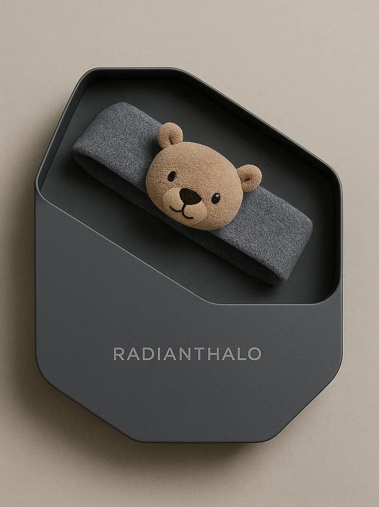Dětská čelenka s medvědem, měkký fleece, roztomilý design