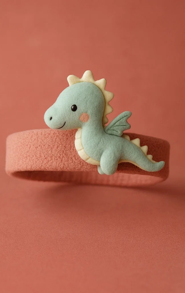 Soft Green Baby Headband with Friendly Dragon Design