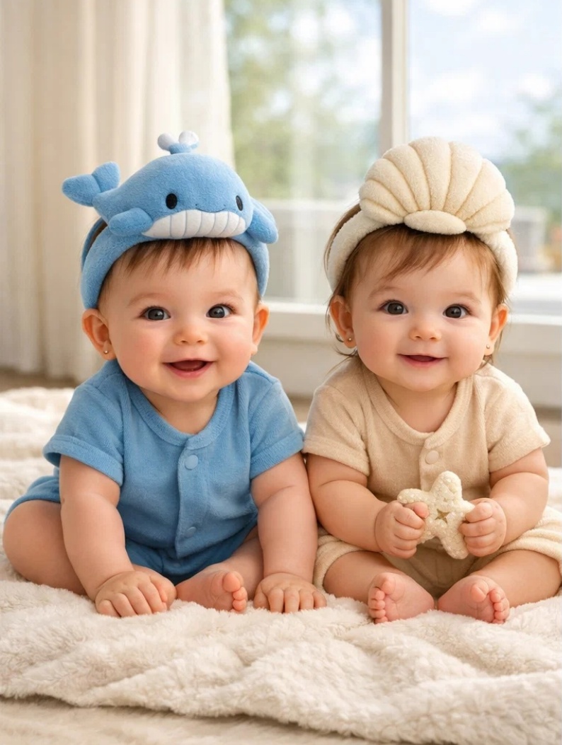 Ocean Breeze & Peaceful Dreams Dolphin & Seashell Baby Headband Set