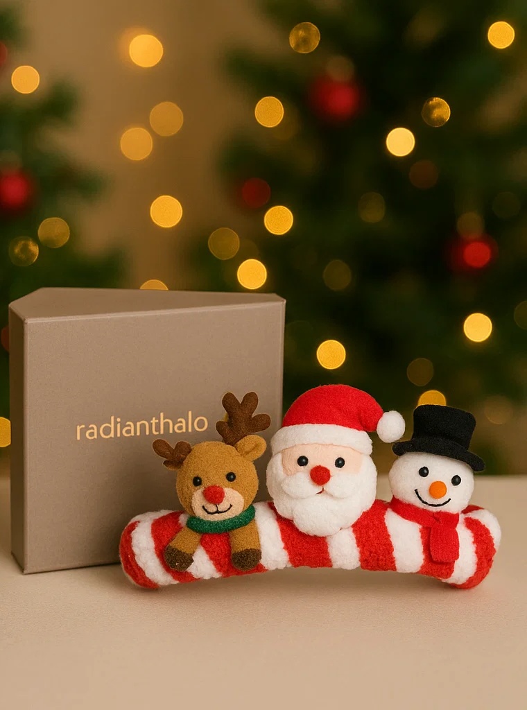 Bandeau bébé Noël avec bonhomme de neige et des petits cadeaux pour une photo magique