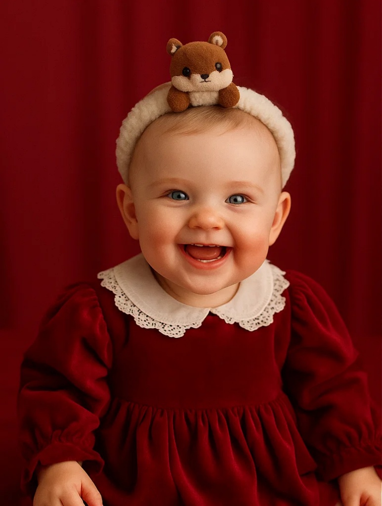 Brown Squirrel Baby Headband – Soft and Cute for Baby Girls