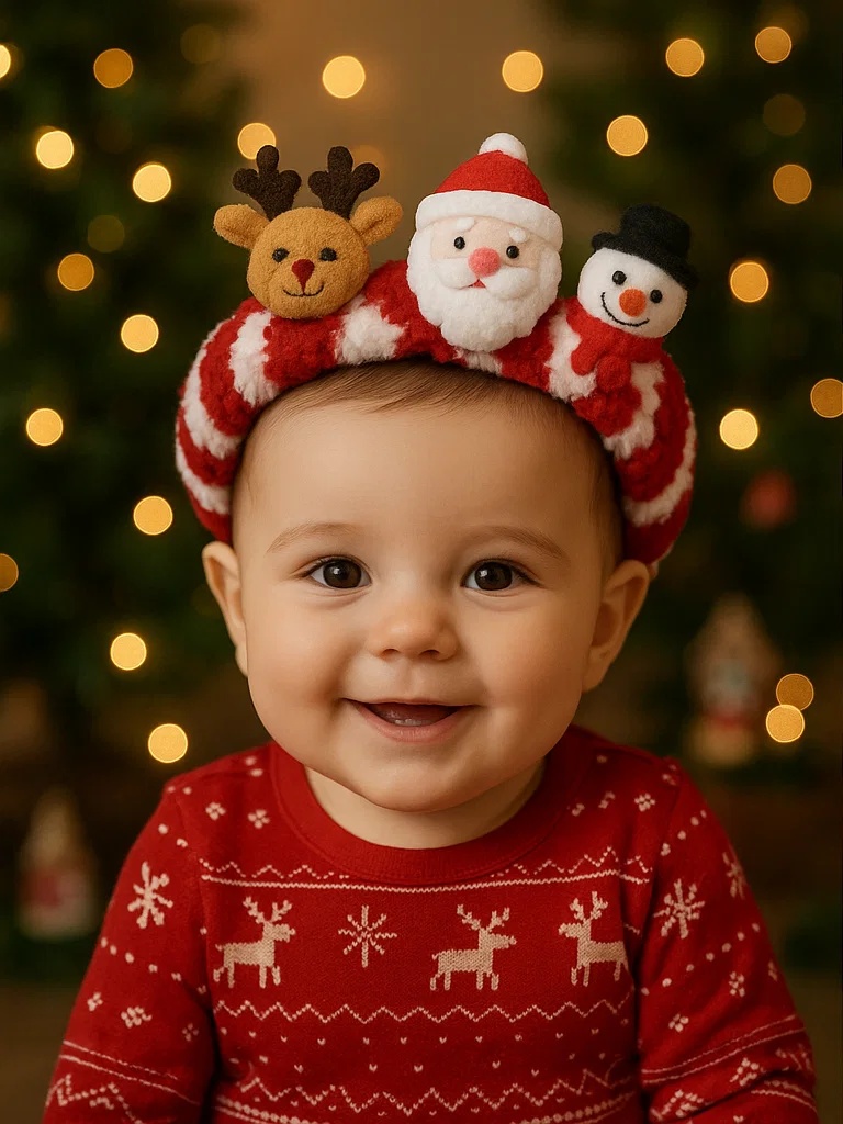 クリスマス気分たっぷりの赤ちゃん用ヘアバンド – 販促に最適