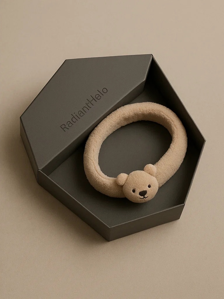 Baby-Stirnband mit Bär, weiches Fleece, süßes Design