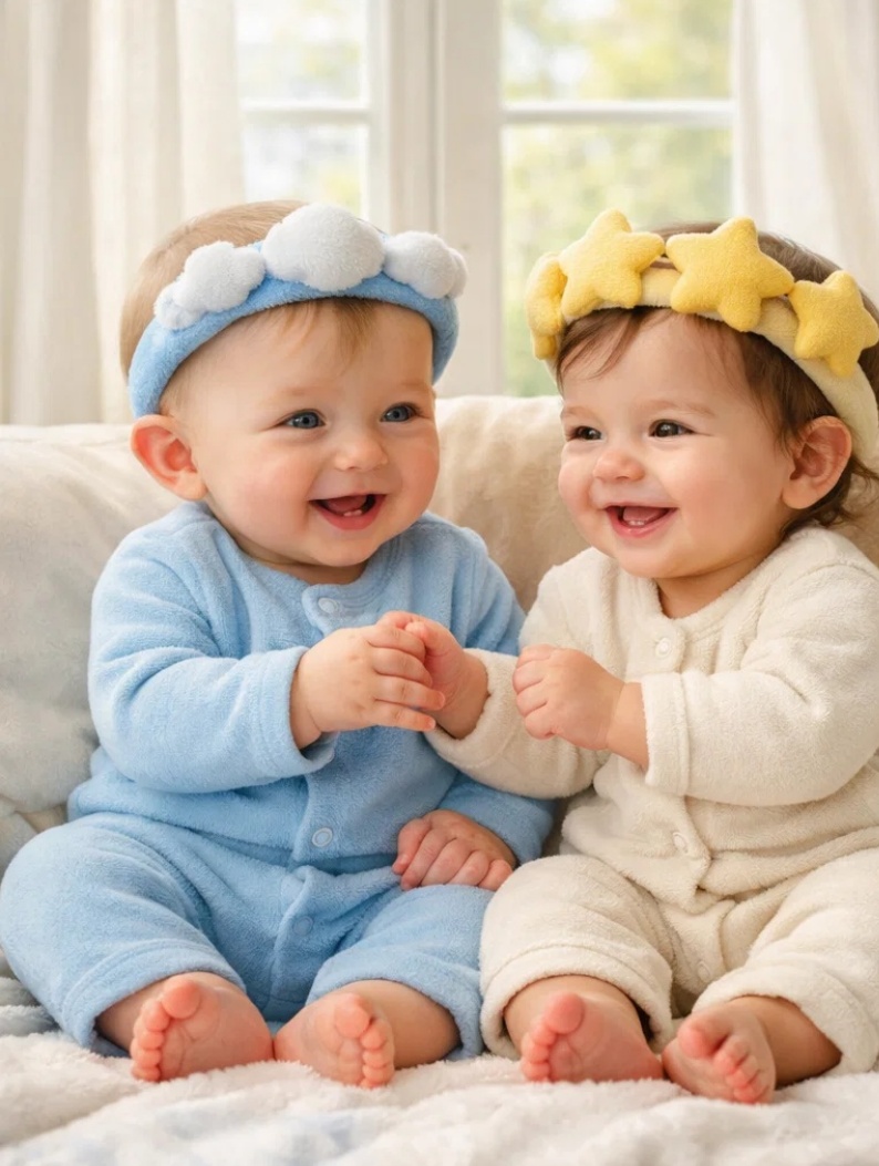 Dream Softly Cloud & Star Plush Baby Headband Set