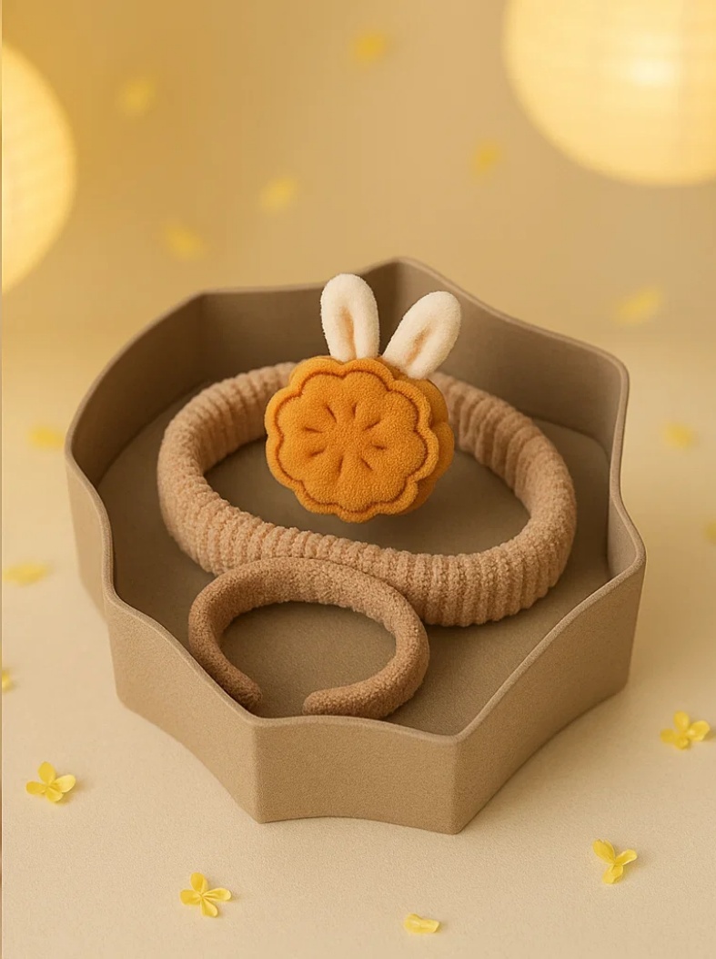 Süßes Baby-Stirnband mit Mondkuchen-Design – Weiches Fotozubehör für Feste