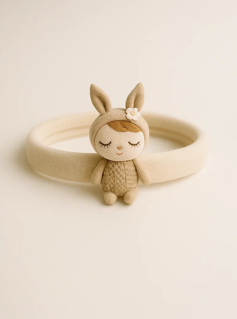 Sleeping Bunny Girl Baby Headband – Soft Handmade Hair Accessory