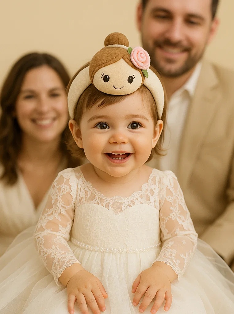 Diadema para bebé con adorno desmontable – diseño de muñeca con flor encantadora