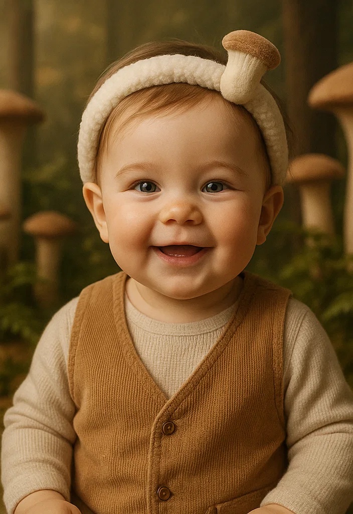 Comfortable Plush Baby Headbands with Mushrooms for Enhanced Photoshoots