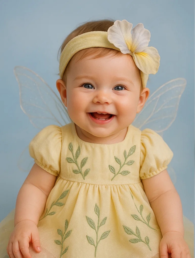 Petal Fairy Baby Headband – Yellow & White Petal Accent, Soft Stretchy Band