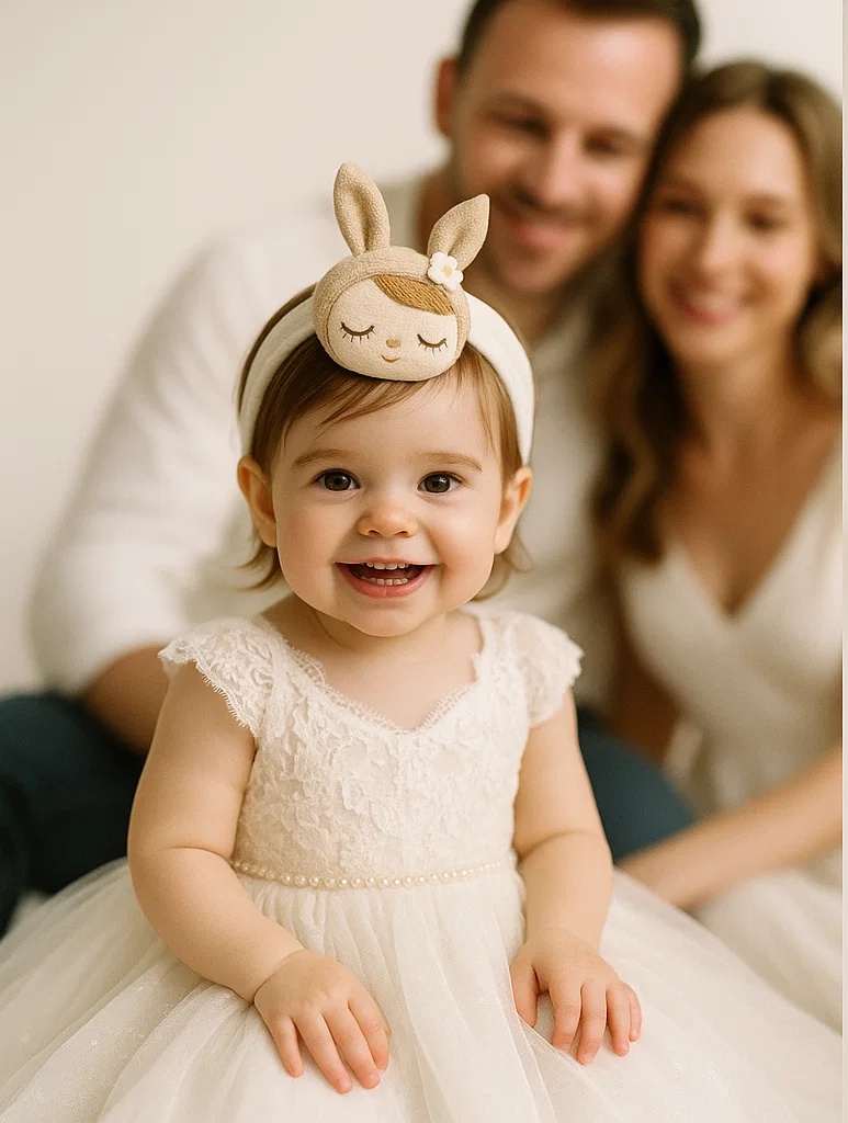 Sleeping Bunny Girl Baby Headband – Soft Handmade Hair Accessory