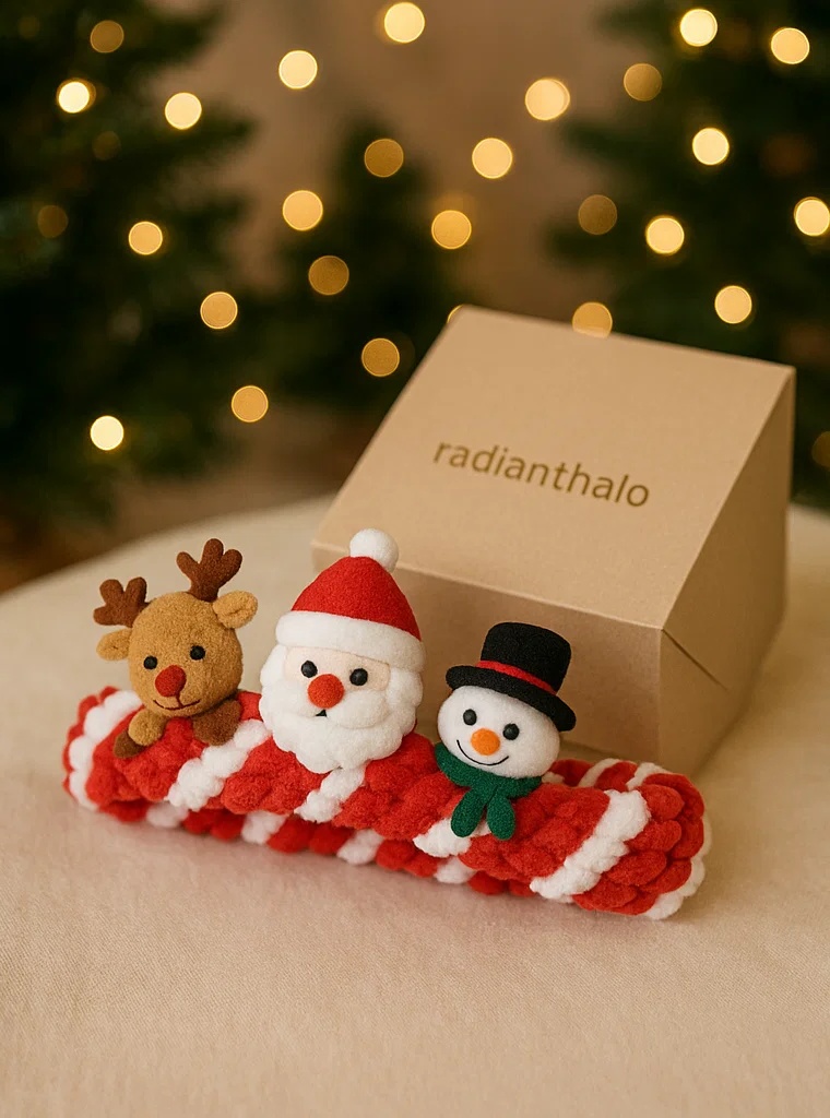 Niedliche Baby-Weihnachts-Stirnbänder mit Figuren.