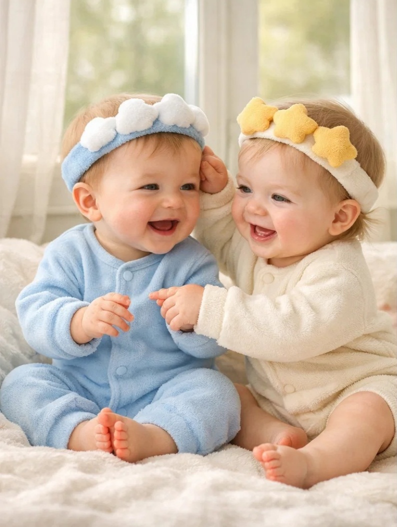 Dream Softly Cloud & Star Soft Baby Headband Gift Set