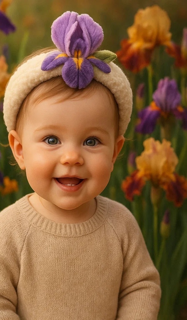 Violettes Iris-Haarband, weiches Material, ideal für Fotos und den täglichen Gebrauch