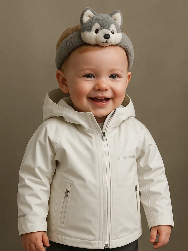 Diadema para bebé con oso, material suave y cálido