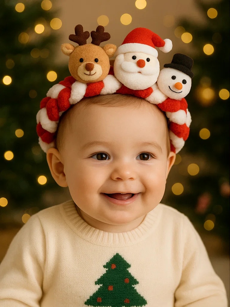 かわいい赤ちゃん用のクリスマスヘッドバンド。