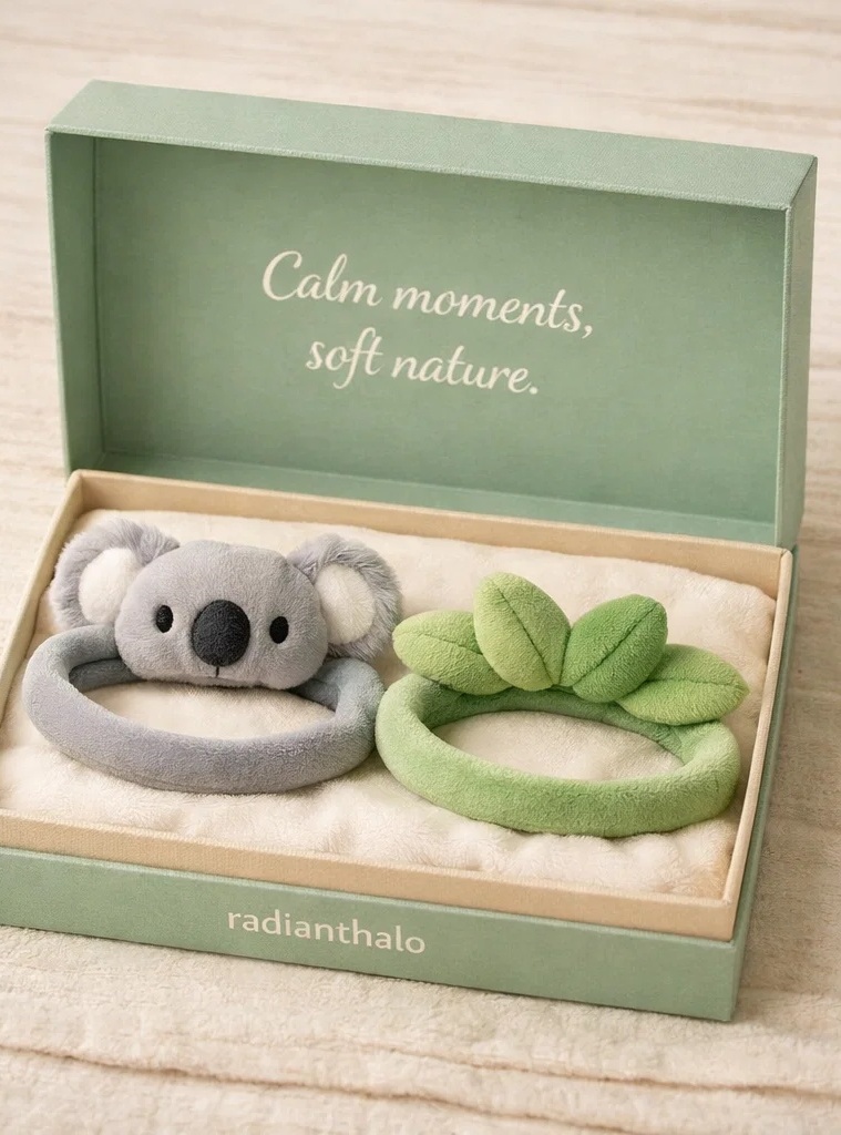 Calm Moments Koala & Leaf Soft Baby Headband Set
