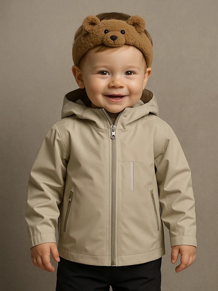 Dětská čelenka s medvědem, měkký fleece, roztomilý design