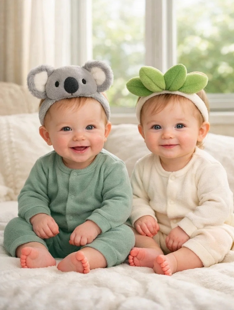 Calm Moments Koala & Leaf Soft Baby Headband Set