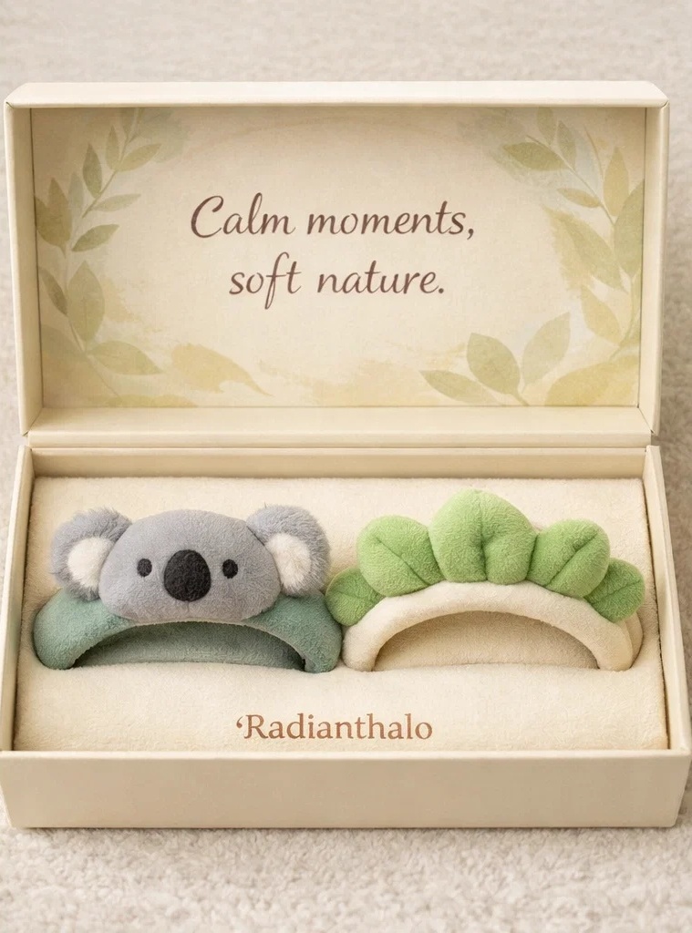 Calm Moments Koala & Leaf Plush Baby Headband Gift Set