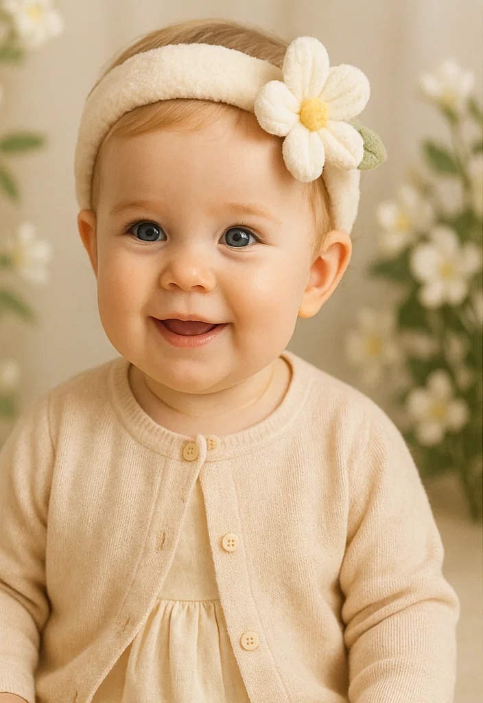 Delicate White Daisy Baby Headband for Photos and Occasions