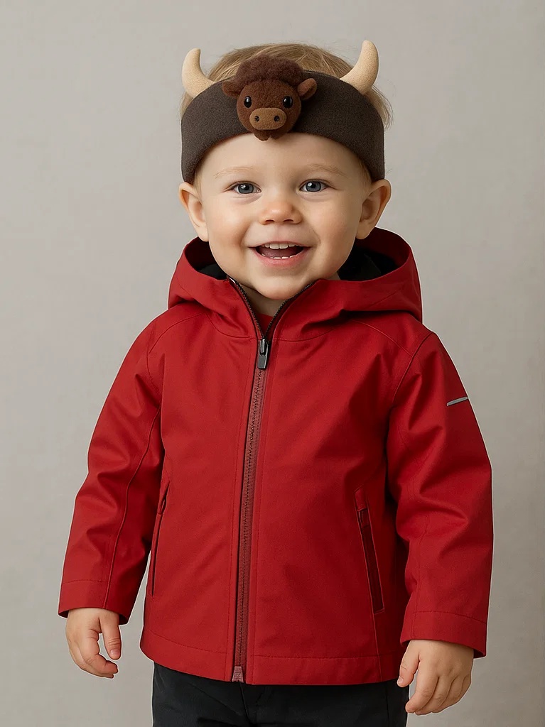 Dětská čelenka s medvědem, měkký fleece, roztomilý design