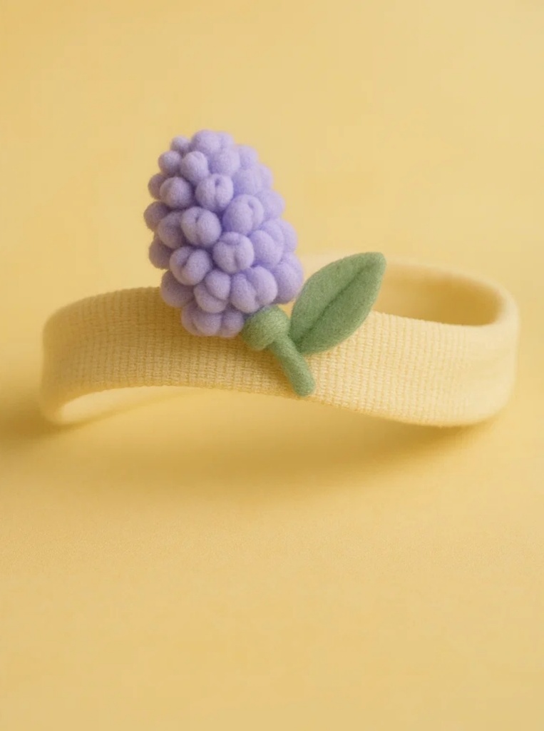 Purple Berry Fairy Baby Headband – Plush Grape Cluster, Soft & Stretchy