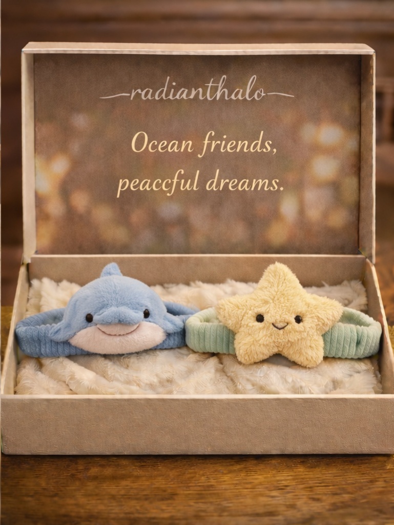 Dolphin & Star Plush Baby Headband – Soft Stretch Newborn Photo Prop Headwrap
