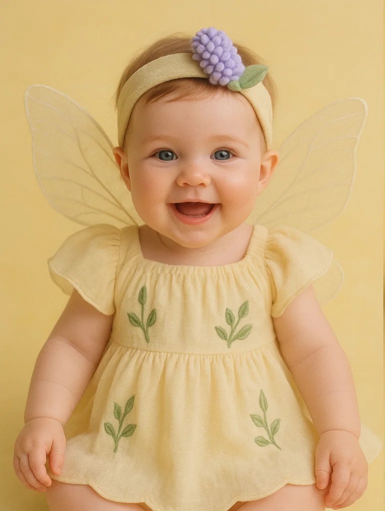 Purple Berry Fairy Baby Headband – Plush Grape Cluster, Soft & Stretchy