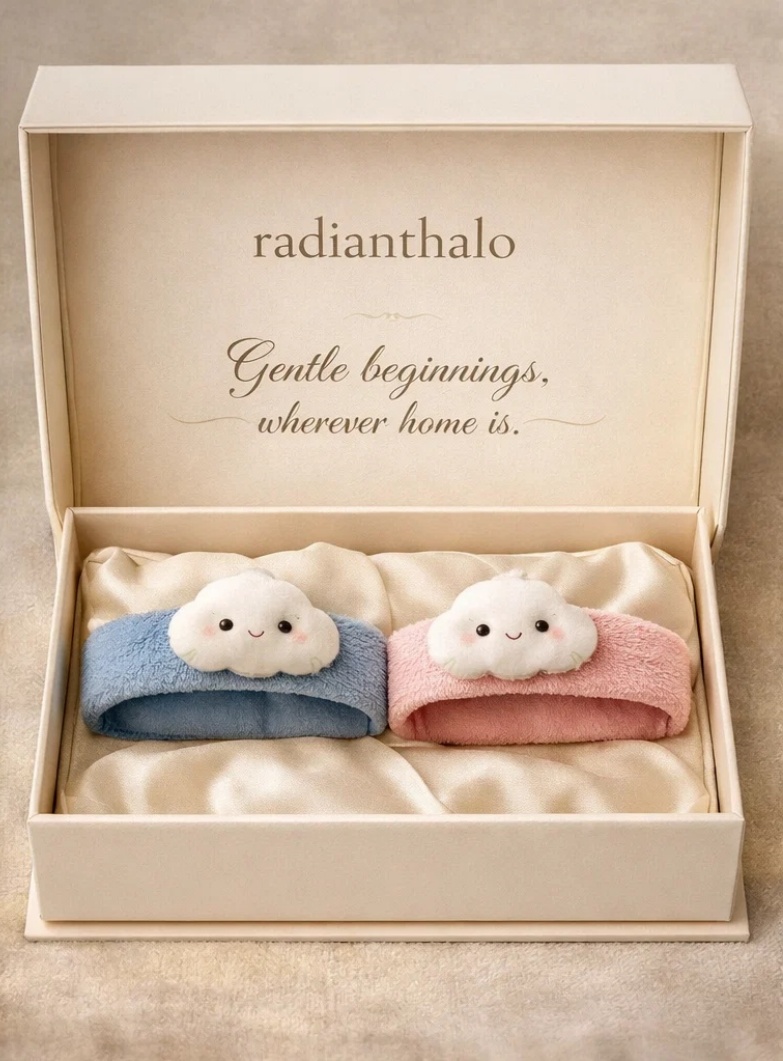 Cloud-Shaped Baby Headband Set with Plush Texture – Soft and Cozy for Your Baby's Comfort