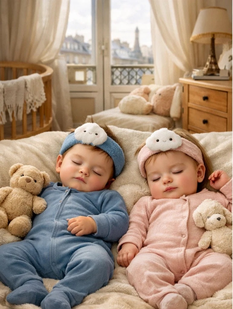 Cloud-Shaped Baby Headband Set with Plush Texture – Soft and Cozy for Your Baby's Comfort