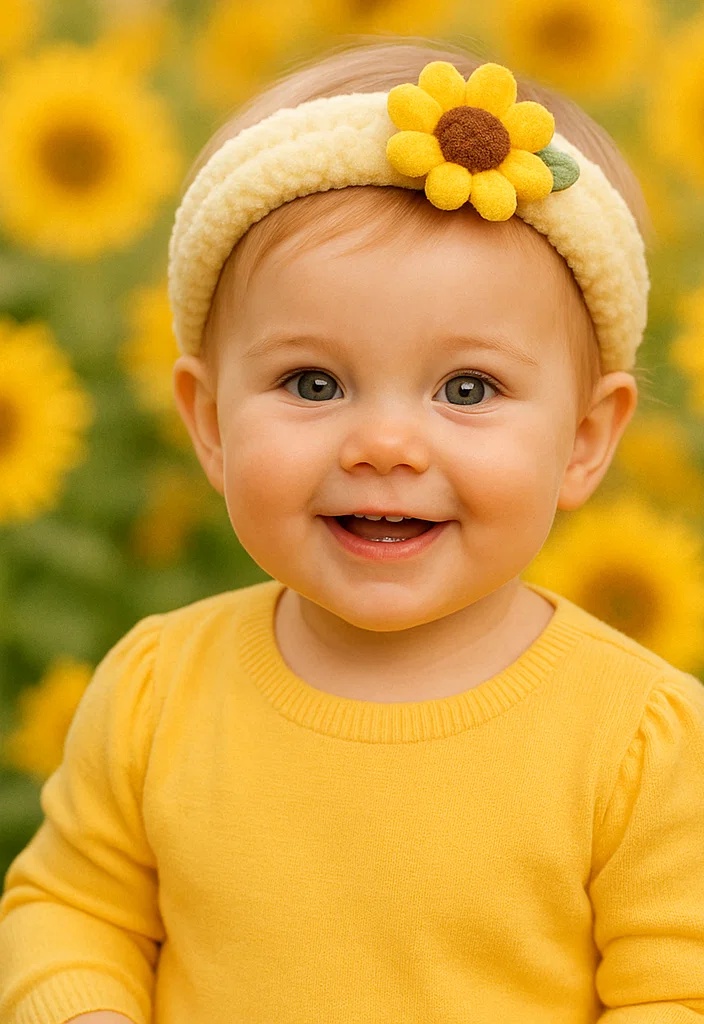 Stylish Removable Floral Baby Headband with Soft Yellow Flower