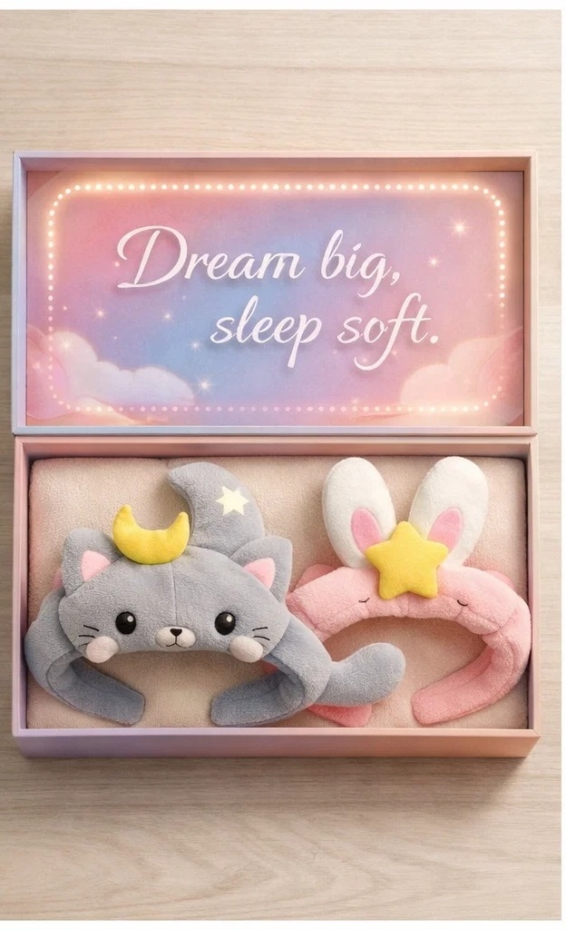 Custom Moon Cat & Pink Star Bunny Soft Baby Headband Gift Set for Newborn Photography and Boutique Retail