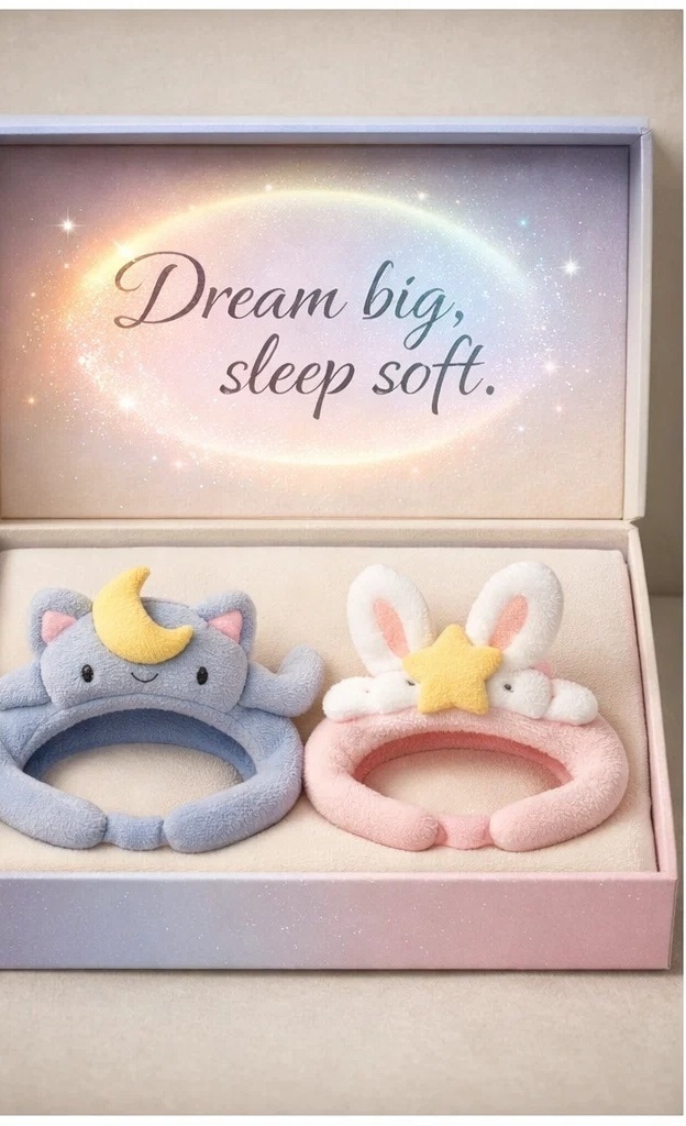 B2B Pastel Bear Moon & Rabbit Star Detachable Plush Baby Headband Set for Gift and Photo Prop Collections