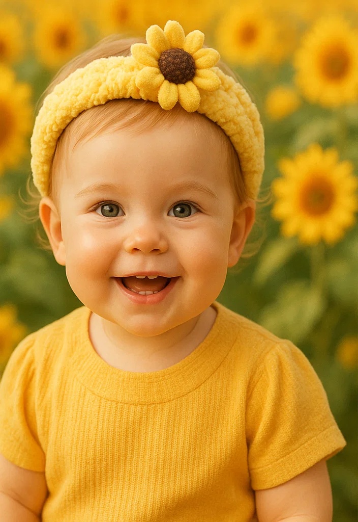 Classic Yellow Sunflower Baby Headband for Photoshoots and Events