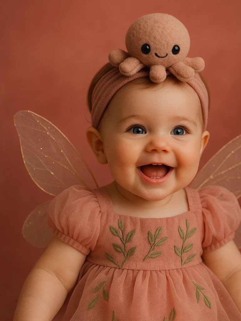 Bandeau pour bébé avec un adorable design de pieuvre pour les photos