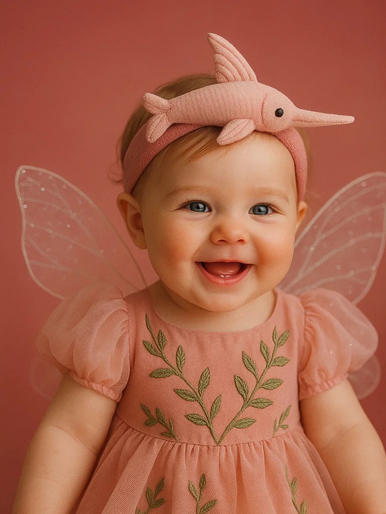 Faixa de cabelo para bebê com design fofo de peixe para fotos