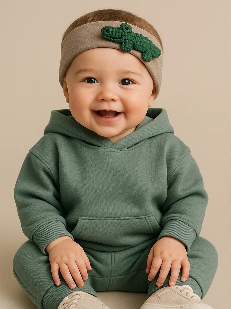 Faixa de cabeça para bebês com crocodilo de pelúcia, perfeita para fotos