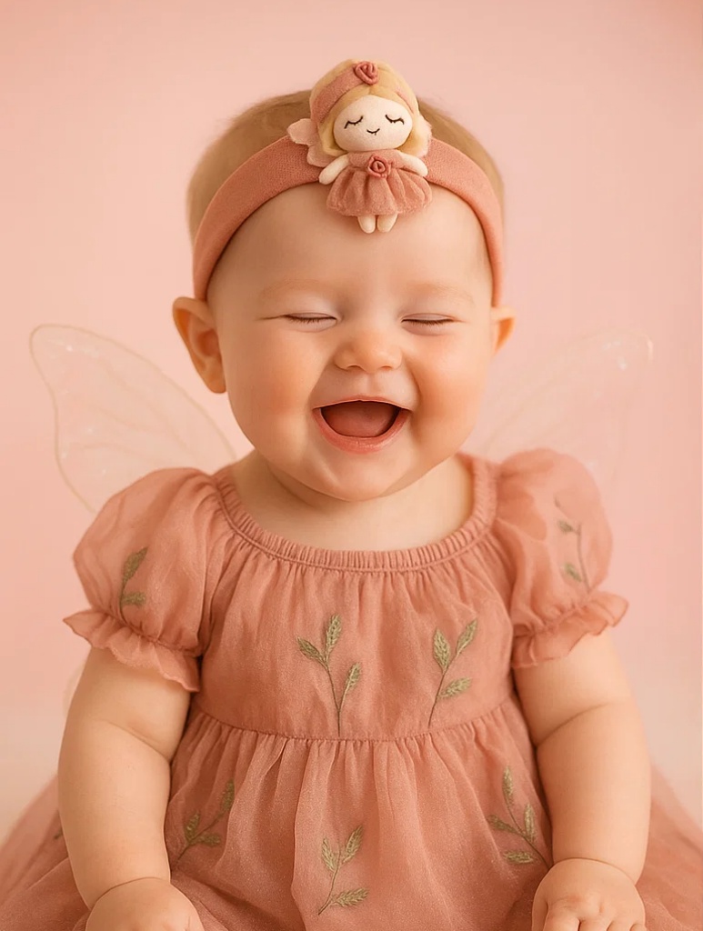 Baby Headband with Fairy Leaf and Doll Plush – Cute Baby Girl Hair Accessory