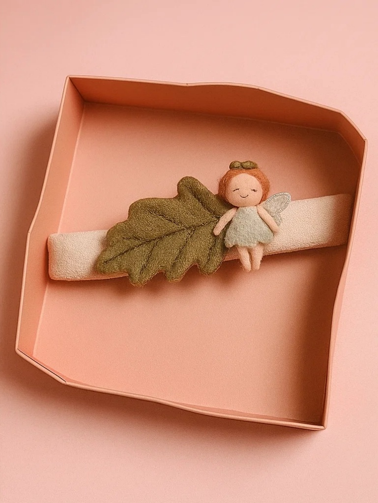 Baby Headband with Fairy Doll and Leaf – Cute Baby Girl Hair Accessory